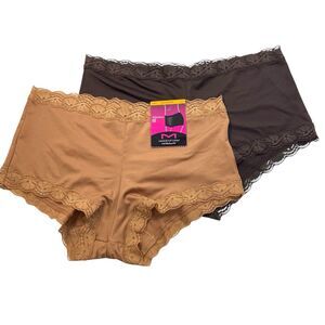Maidenform 2 Pair One Fab Fit Boy Short Panties Size S/5 Cinnamon & Cocoa 40760